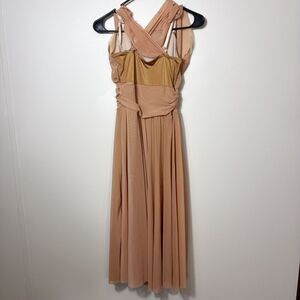 Weissman Maxi Dance Dress Women Small-Adult‎ Tan Mesh Fit & Flare Outdoor